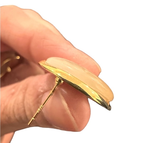 Opal Gold Plated Earrings Large Studs - Picture 7 of 9